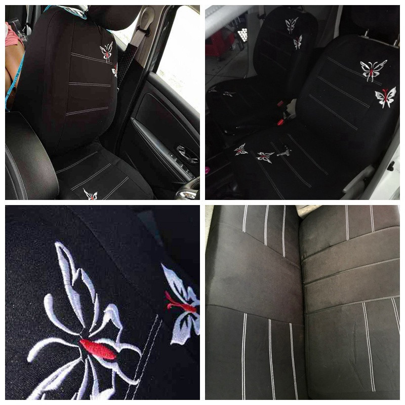 9pcs Butterfly Embroidered Car Seat Cover Cushion Car Interior Accessories Auto Seat Protector Backrest Car-Styling Seat Covers
