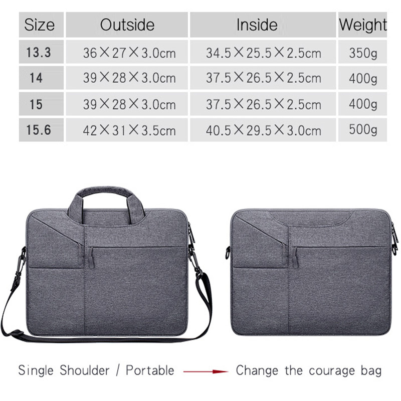 Waterproof Laptop Bag 13 14 15.6 Inch Computer Case For Macbook Air Pro Notebook Tablets Sleeve Women Men Shoulder Handbag