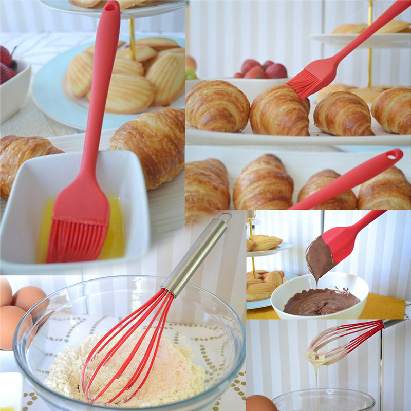 10pcs/set Silicone Cooking Utensils Non-Stick Pan Baking Tools Kitchenware Slotted Turner Spatula Spoon Food Tongs Kitchen Kit