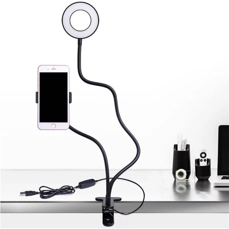 LED Phone Selfie Ring Light with Holder Stand USB Clip Fill Light Live Streaming Makeup Beauty Lamp Video Photography Light