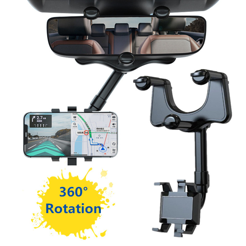 360° Rotating  Rearview Mirror Phone Holder  For Car Mount Phone and GPS Holder Universal Adjustable Telescopic Car Phone Stand