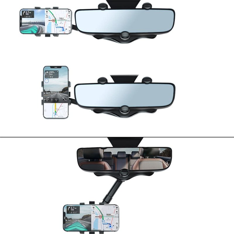 360° Rotating  Rearview Mirror Phone Holder  For Car Mount Phone and GPS Holder Universal Adjustable Telescopic Car Phone Stand