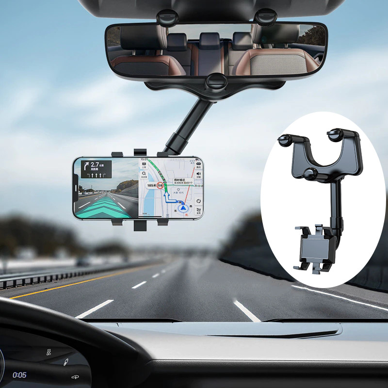 360° Rotating  Rearview Mirror Phone Holder  For Car Mount Phone and GPS Holder Universal Adjustable Telescopic Car Phone Stand