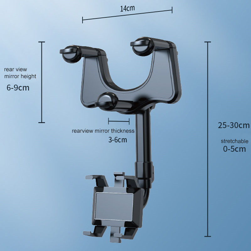 360° Rotating  Rearview Mirror Phone Holder  For Car Mount Phone and GPS Holder Universal Adjustable Telescopic Car Phone Stand
