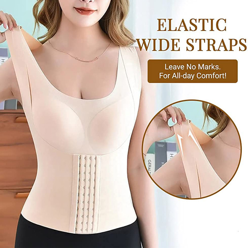 Corset Bras Vest Posture Corrector Shockproof Sports Support Fitness Tank Top Buttoned Waist Trainer Women Slimming Tummy Shaper