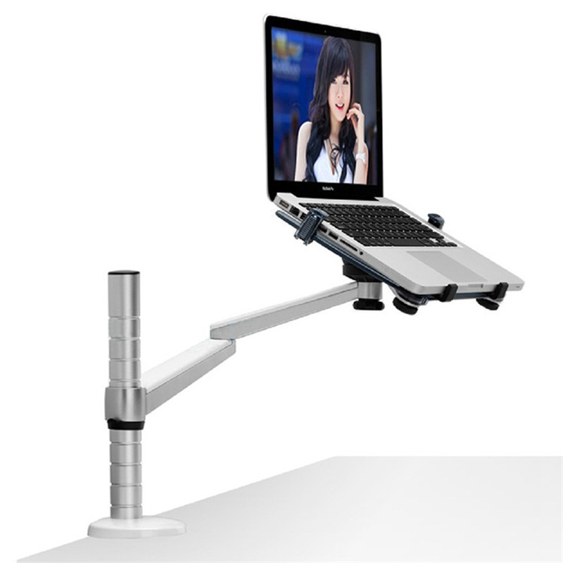 OA-1S 360 Rotation Aluminum Alloy 2 in 1 Tablet PC Holder and Laptop Stand Holder Dual Arm Office Desktop Lapdesk Bracket