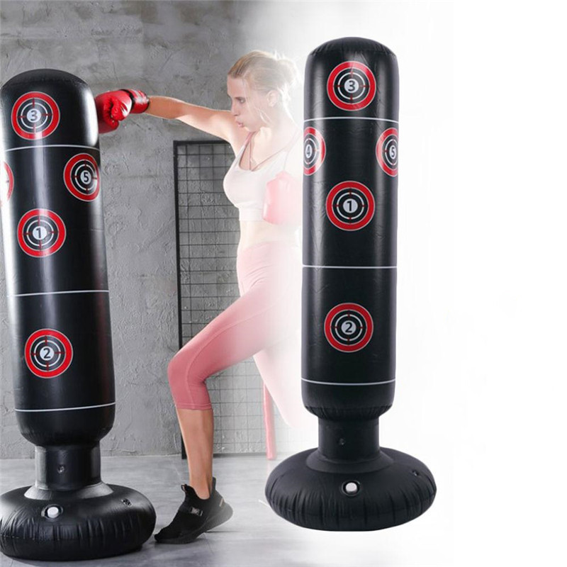 1.55M Boxing Punching Bag Durable Punching Standing Sandbag Fitness Inflatable Pressure Relief Body Building Fitness Equipment