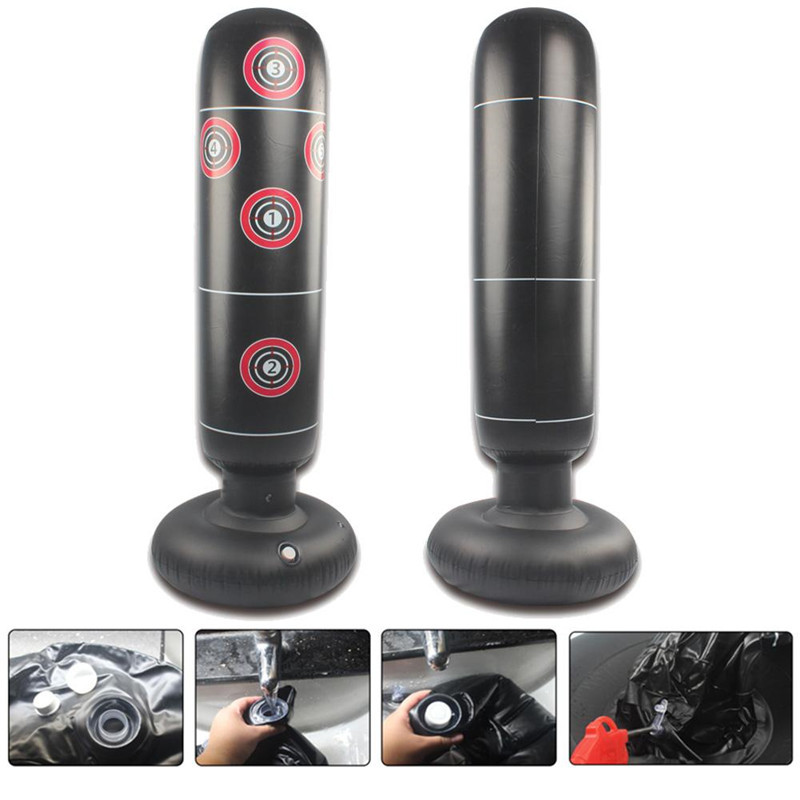 1.55M Boxing Punching Bag Durable Punching Standing Sandbag Fitness Inflatable Pressure Relief Body Building Fitness Equipment