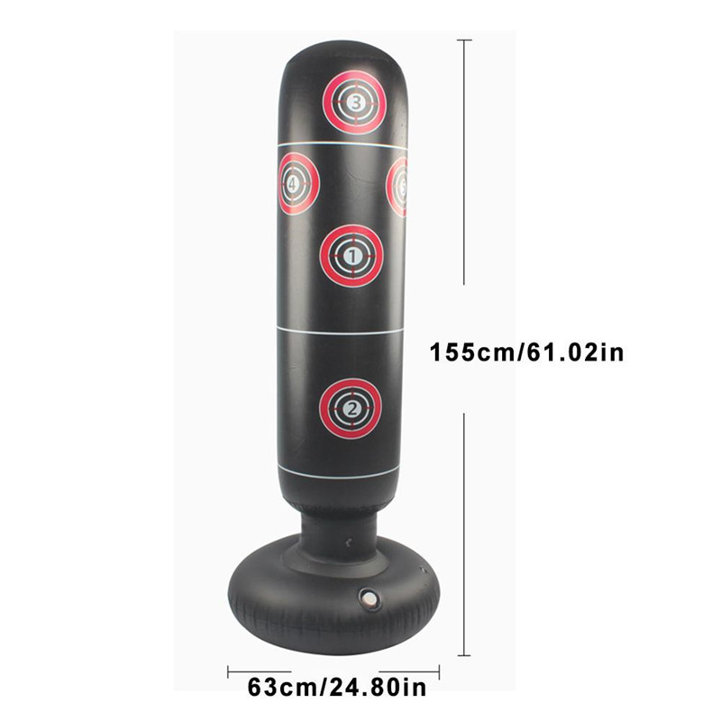 1.55M Boxing Punching Bag Durable Punching Standing Sandbag Fitness Inflatable Pressure Relief Body Building Fitness Equipment