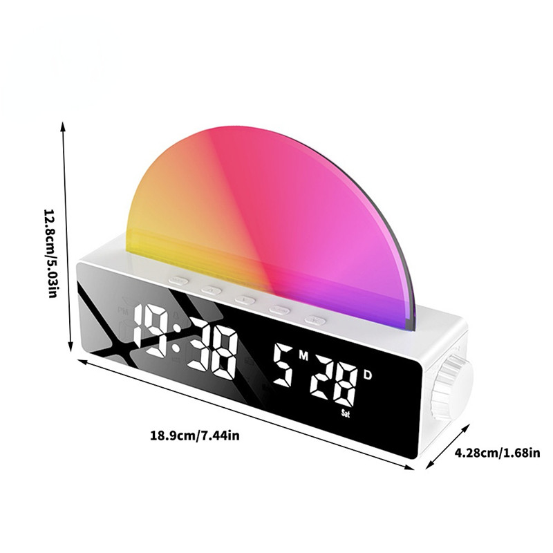 Sunrise Alarm Clock Simple Led Colourful Table Electronic Mute Alarm Clocks Bedroom Bedside Night Light Wake-up Alarm Clock