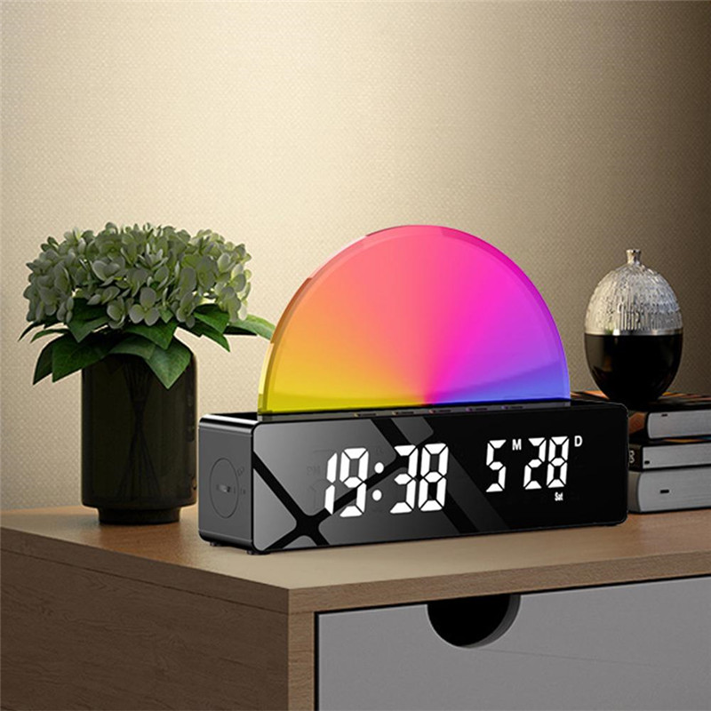 Sunrise Alarm Clock Simple Led Colourful Table Electronic Mute Alarm Clocks Bedroom Bedside Night Light Wake-up Alarm Clock