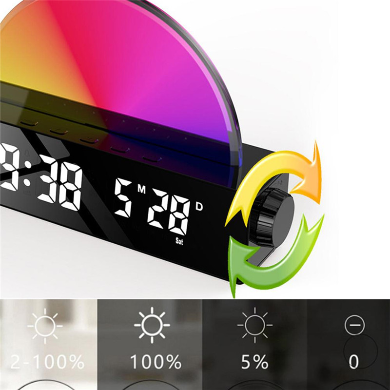 Sunrise Alarm Clock Simple Led Colourful Table Electronic Mute Alarm Clocks Bedroom Bedside Night Light Wake-up Alarm Clock