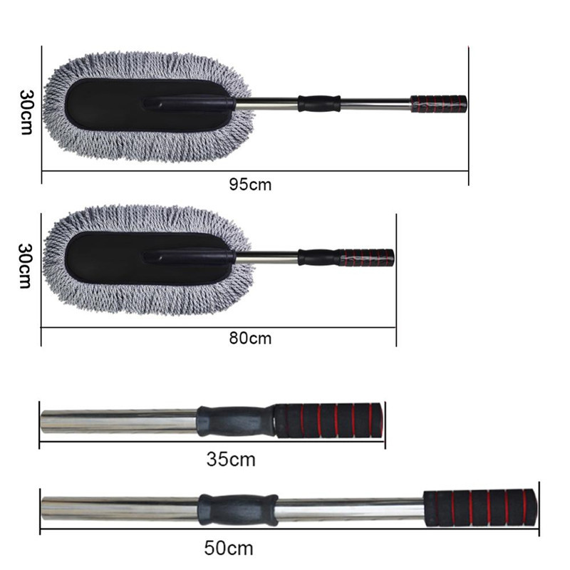 Universal Car Cleaning Brush Auto Window Duster Mop  Retractable Microfiber Stainless Steel Long Handle Dust Washable Car Washer