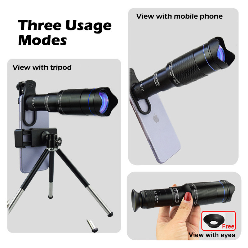 HD 40X Phone Lens Camera Telephoto Zoom Monocular Telescope Lens SelfieTripod For All Smartphones Adjustable Cell Phone Lenses