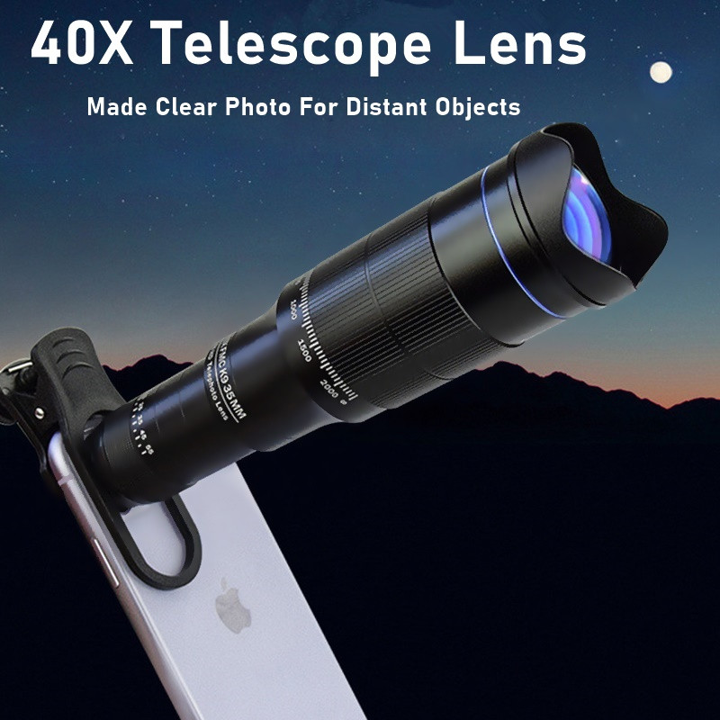 HD 40X Phone Lens Camera Telephoto Zoom Monocular Telescope Lens SelfieTripod For All Smartphones Adjustable Cell Phone Lenses