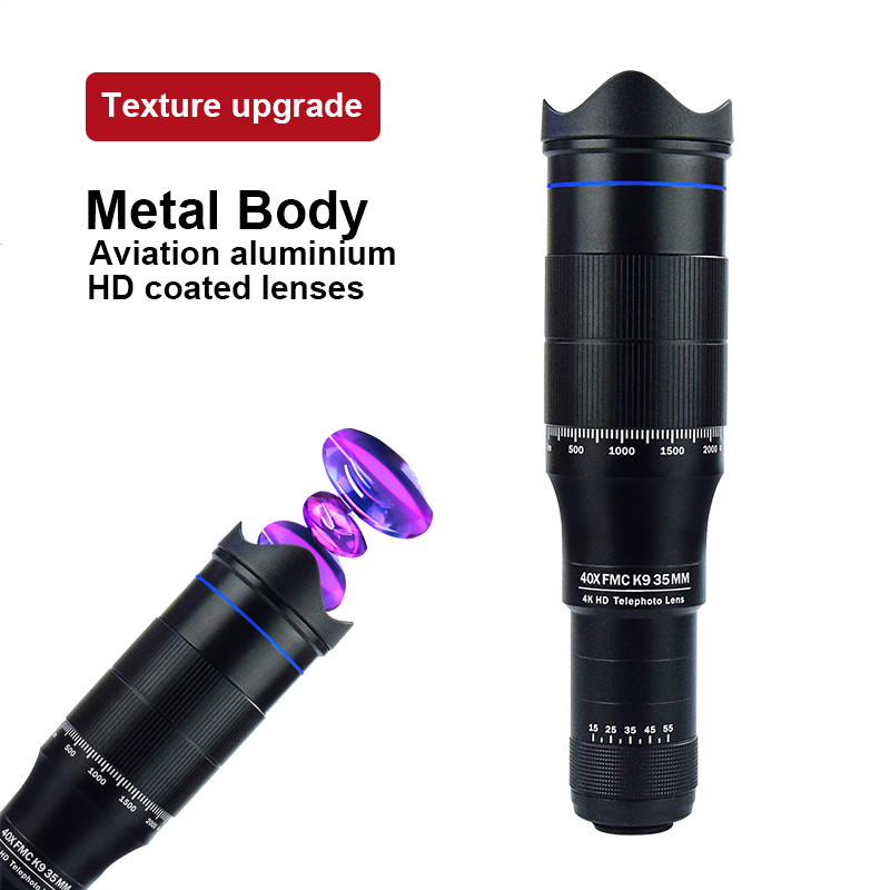 HD 40X Phone Lens Camera Telephoto Zoom Monocular Telescope Lens SelfieTripod For All Smartphones Adjustable Cell Phone Lenses