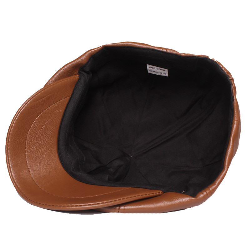 Fashion Leather Newsboy Hat Artist Painter PU Leather Female Octagonal Caps Spring Winter Casual Beret Cap Men Women Flat Hats