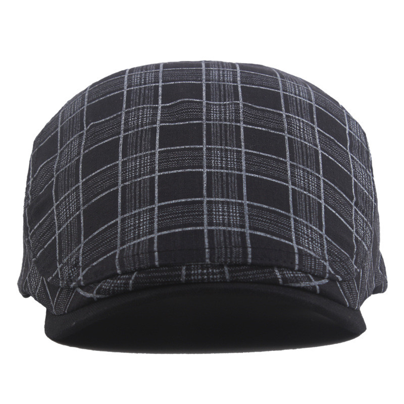 Plaid Print Beret Hats Lattice Adjustable Buckle Men Hat Flat Peaked Caps Male Forward Cap Vintage Newsboy Painter Hat