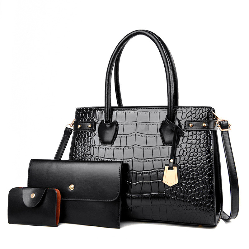 3pcs/set Fashion PU Leather Women Tote Bags Luxury Handbag Crocodile Pattern Crossbody Bag Designer Brand Shoulder Messenger Bag