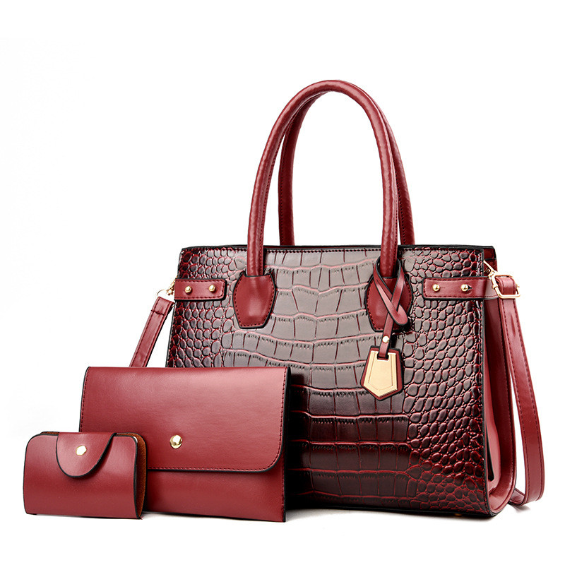 3pcs/set Fashion PU Leather Women Tote Bags Luxury Handbag Crocodile Pattern Crossbody Bag Designer Brand Shoulder Messenger Bag