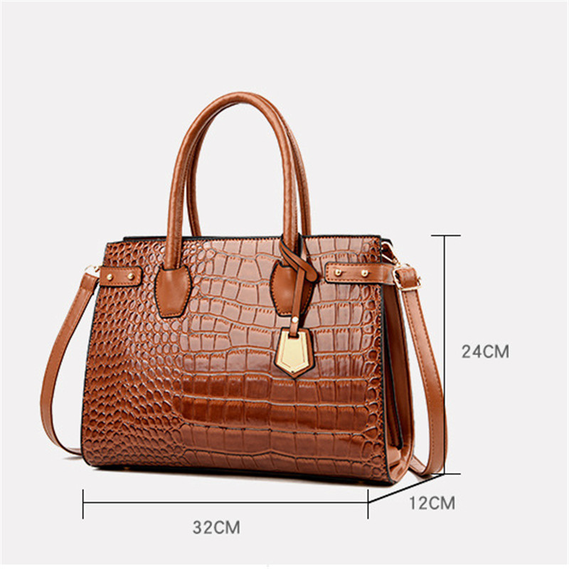 3pcs/set Fashion PU Leather Women Tote Bags Luxury Handbag Crocodile Pattern Crossbody Bag Designer Brand Shoulder Messenger Bag