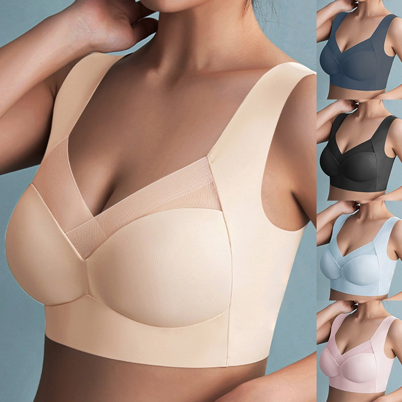 Women's Traceless Comfortable Underwear Bras Sexy Small Chest Gathered Non Steel Ring Bra Plus Size Anti-sagging Lingerie Vest