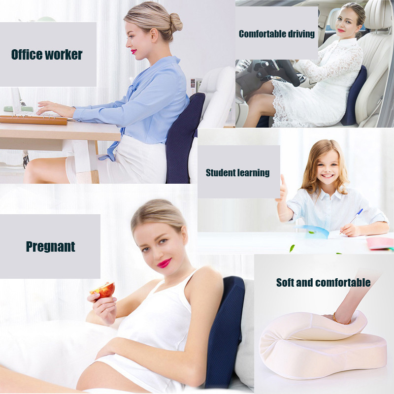 Orthopedic Seat Cushion Memory Foam Pillow Coccyx Pad Chair Cushion Support Waist Back Cushion for Car Seat Massage Pad