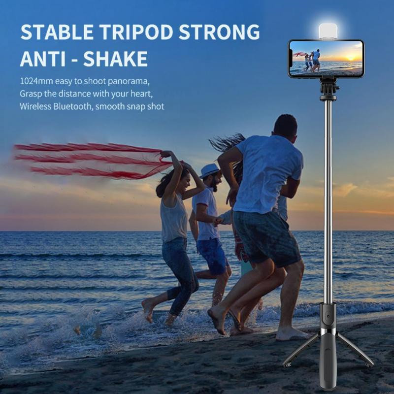 Wireless Selfiestick Bluetooth Selfie Stick With Tripod Foldable Smartphone Selfie-Stick With Fill Light For iOS Android