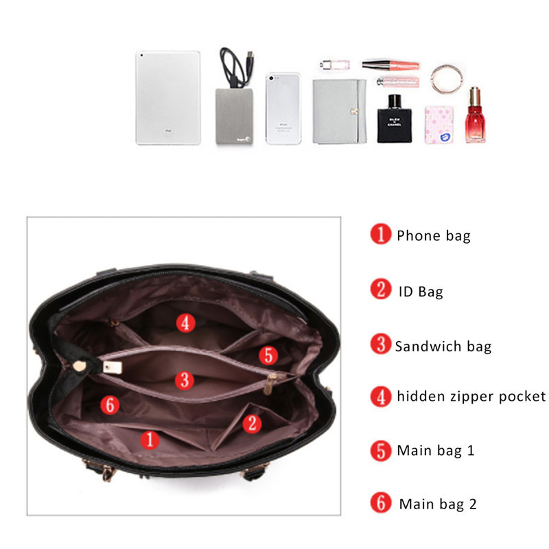 Women's Luxury Bag Large Capacity Purse and Handbag Composite Bag Tote 2pcs/set Shoulder Bag Handbags Ladies Messenger Bag