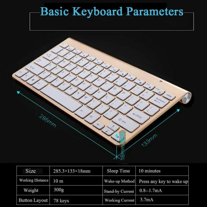 2.4G Wireless Silent Keyboard Mouse Set For Notebook Laptop Desktop PC  Smart TV Multimedia Mini Keyboard Mouse Combo Set