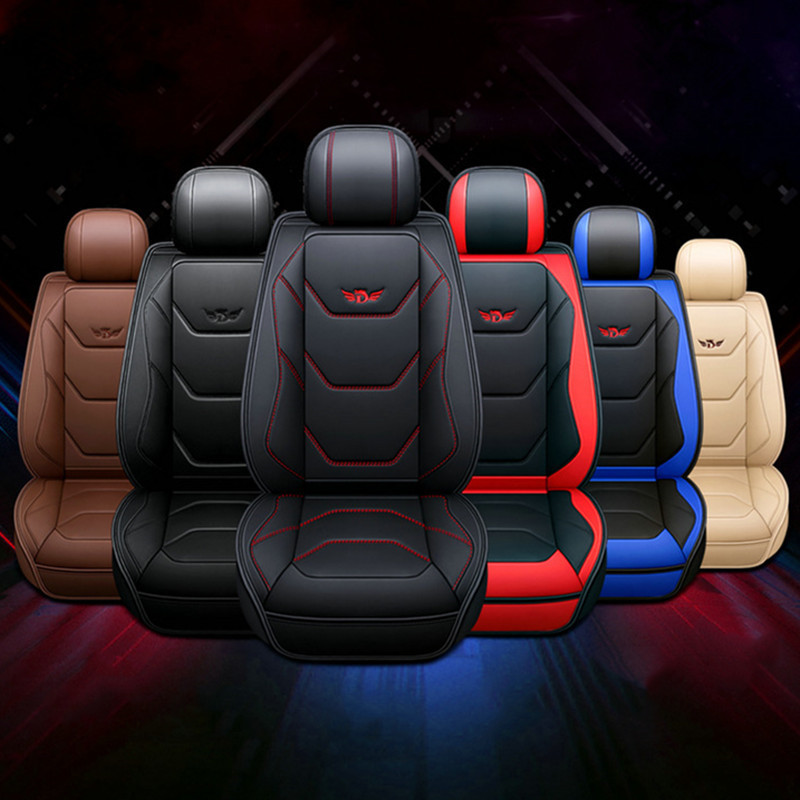 Full Set PU Leather Universal Car Front Back Seat Pad Waterproof Dustproof Covers Breathable Cushion Mat Automobiles Seat Cover