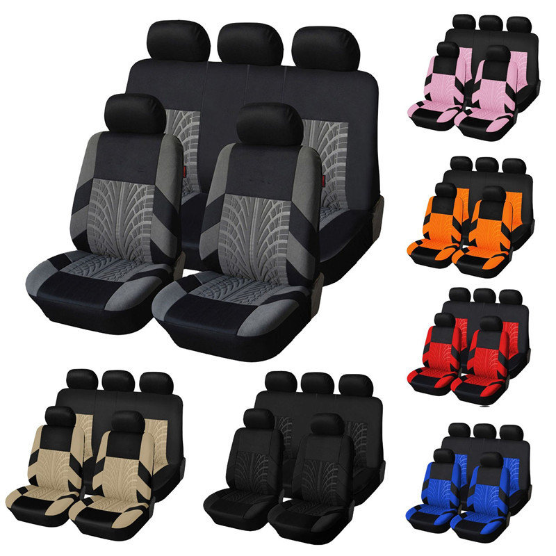 9pcs/set Tire Track Style Car  Seat Cover Set Automobile Seat Protector Cushion Universal Auto Interior Styling Accessories