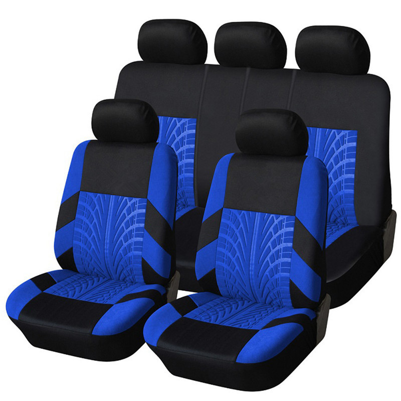 9pcs/set Tire Track Style Car  Seat Cover Set Automobile Seat Protector Cushion Universal Auto Interior Styling Accessories
