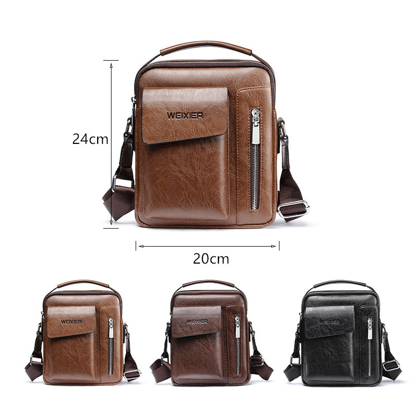 Fashion Men Shoulder Bag PU Leather Handbag Large Capacity Crossbody Bags Business Zipper Messenger Bags Male Tote Bag