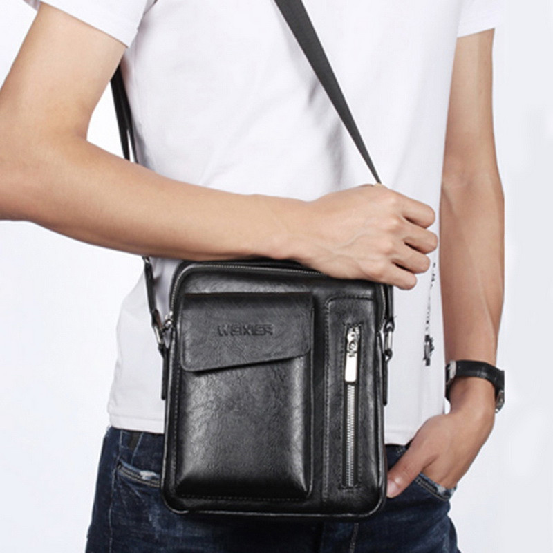 Fashion Men Shoulder Bag PU Leather Handbag Large Capacity Crossbody Bags Business Zipper Messenger Bags Male Tote Bag