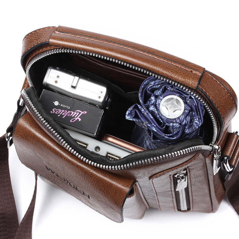 Fashion Men Shoulder Bag PU Leather Handbag Large Capacity Crossbody Bags Business Zipper Messenger Bags Male Tote Bag