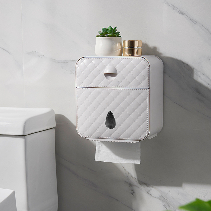 Toilet Paper Box Waterproof Wall Mount Toilet Paper Holder Shelf Toilet Tissue Box Bathroom Roll Paper Tube Storage Box Tray