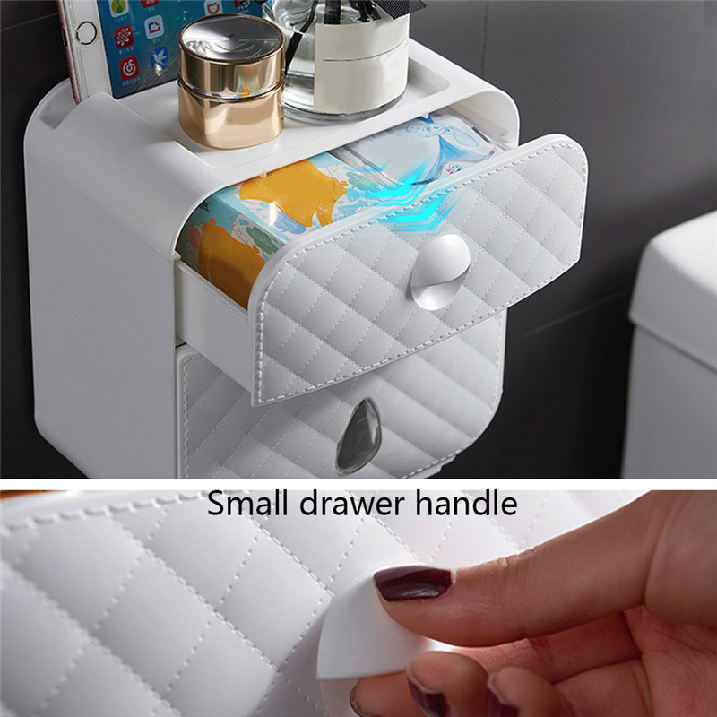 Toilet Paper Box Waterproof Wall Mount Toilet Paper Holder Shelf Toilet Tissue Box Bathroom Roll Paper Tube Storage Box Tray
