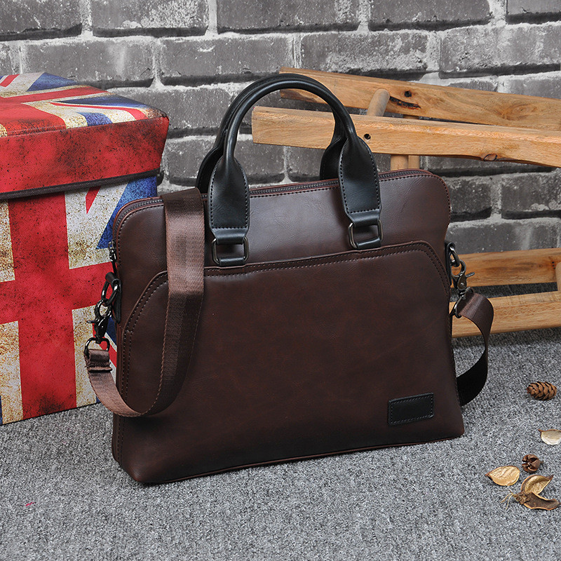 Luxury Office Briefcase Men PU Leather Tote Computer Laptop Bag Male Vintage Business Handbag Casual Large Shoulder Bags