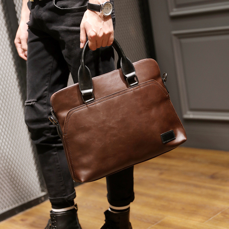 Luxury Office Briefcase Men PU Leather Tote Computer Laptop Bag Male Vintage Business Handbag Casual Large Shoulder Bags