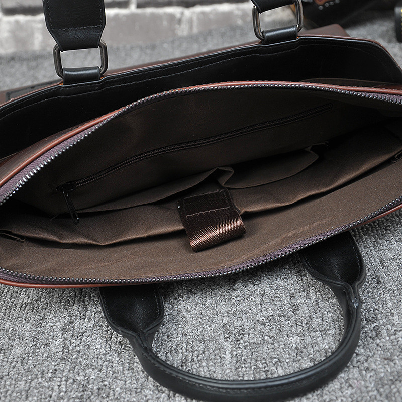 Luxury Office Briefcase Men PU Leather Tote Computer Laptop Bag Male Vintage Business Handbag Casual Large Shoulder Bags