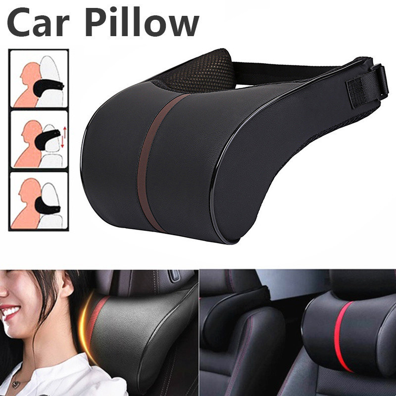 Car Seat Headrest Travel Rest Neck Pillow PU Leather Auto Car Neck Pillow Memory Foam Pillows Neck Rest Seat Headrest Cushion