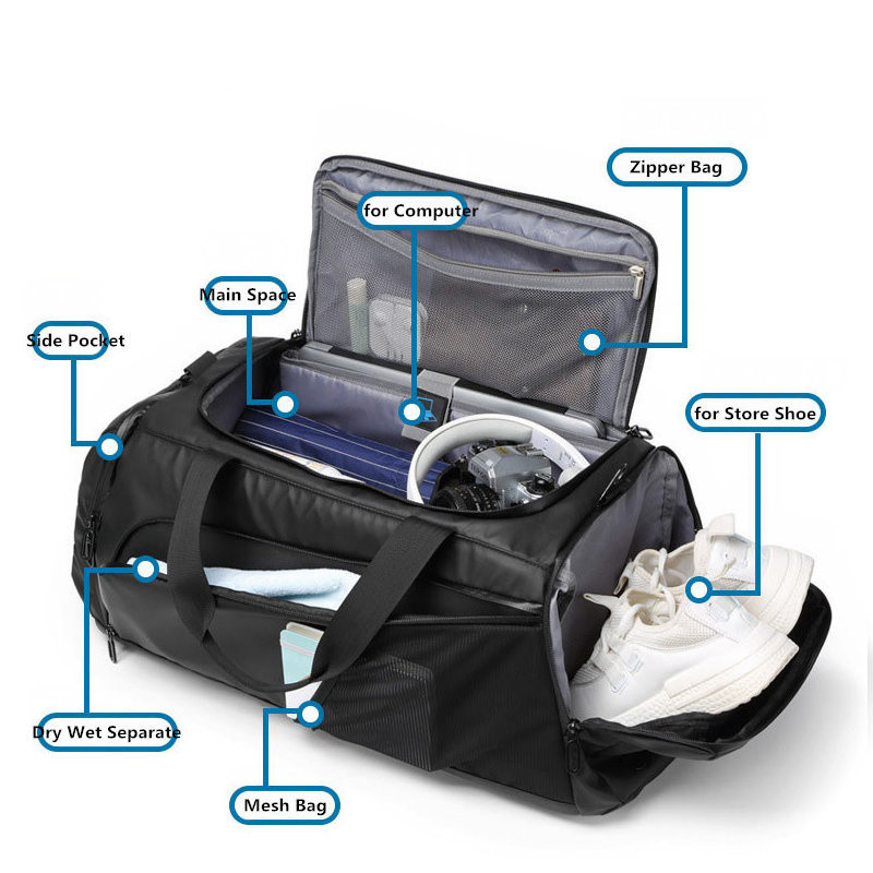 Men's Shoulder Bag Travel Backpack Outdoor Sport Training Dry Wet Separation Bag Waterproof Fitness Handbag Duffle Bags