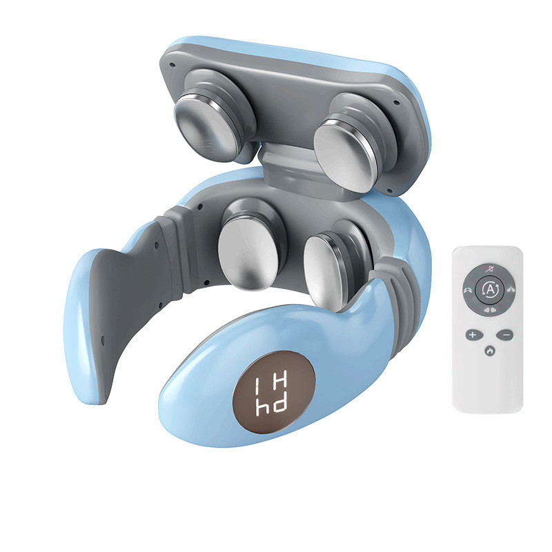 Vibration Neck Masssger Smart Electric Rechargeable Neck Massage Device Hot Compress Magnetic Pulse Voice Cervical Massager