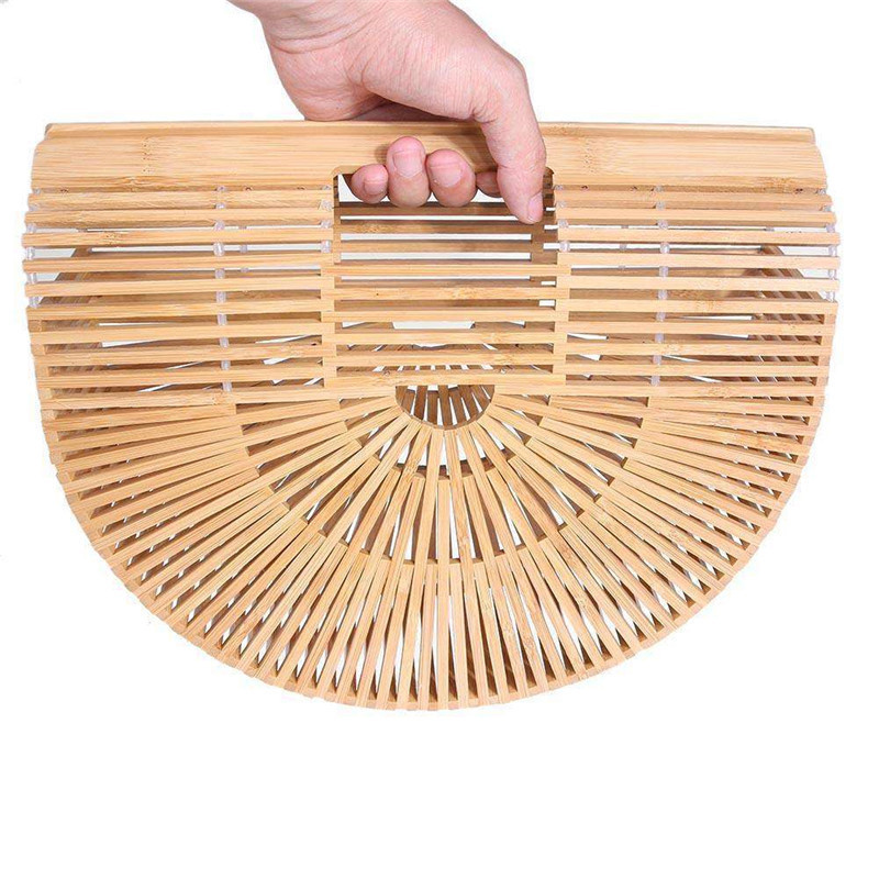 Elegant Female Weave Tote Bamboo Bag Fashion Women Handbag and Purse Large Straw Beach Travel Bags for Summer Holiday