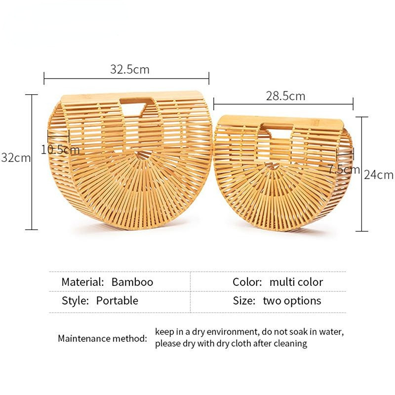 Elegant Female Weave Tote Bamboo Bag Fashion Women Handbag and Purse Large Straw Beach Travel Bags for Summer Holiday