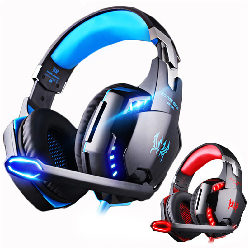 G2000 Gaming Headset Deep Bass Stereo Casque Wired Headphone Glowing Earphone with Microphone for PS5 PS4 XBOX PC Laptop