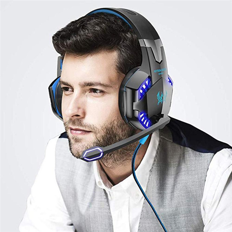 G2000 Gaming Headset Deep Bass Stereo Casque Wired Headphone Glowing Earphone with Microphone for PS5 PS4 XBOX PC Laptop