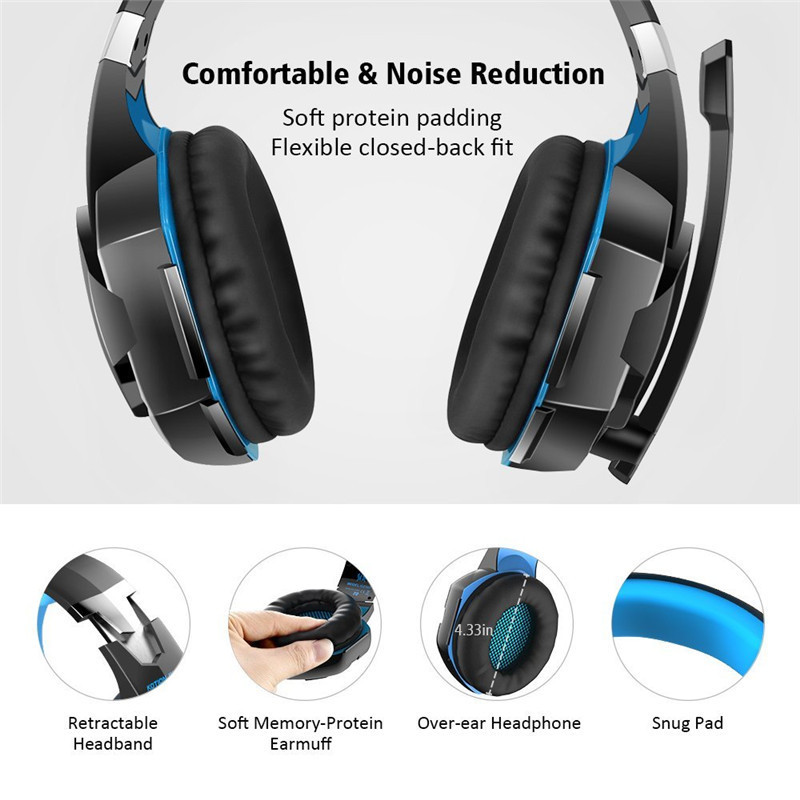 G2000 Gaming Headset Deep Bass Stereo Casque Wired Headphone Glowing Earphone with Microphone for PS5 PS4 XBOX PC Laptop