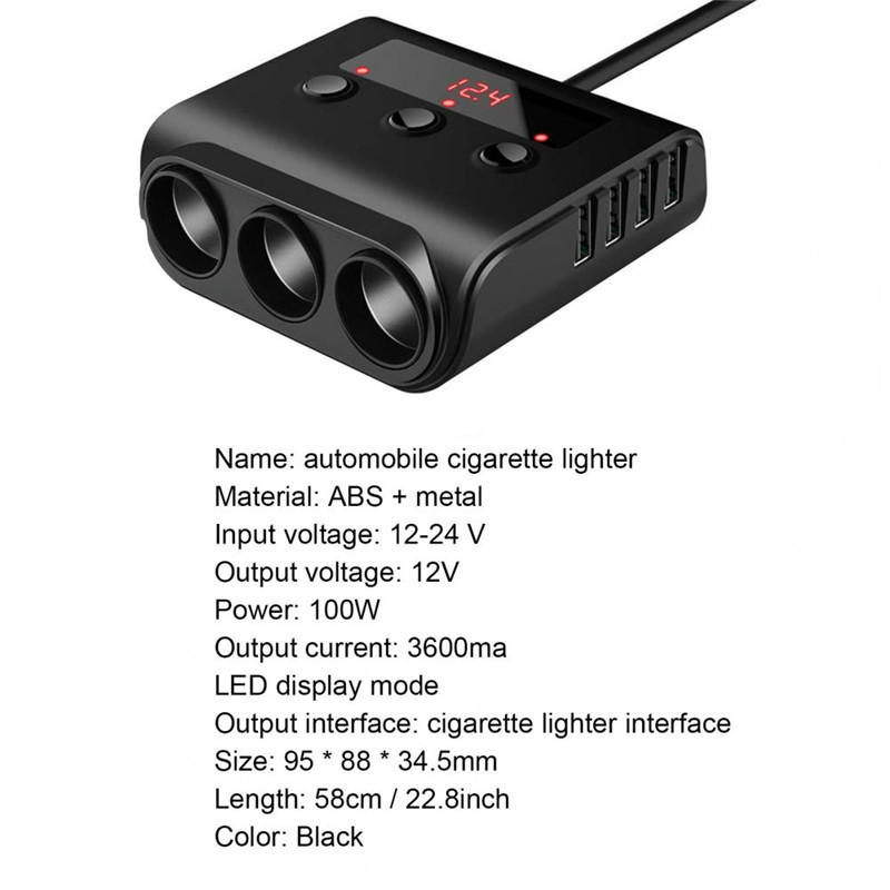 Universal Car Cigarette Lighter Socket Splitter Auto 4 Port USB Charger Power Adapter DC 12V-24V For Mobile Phone PC iPad